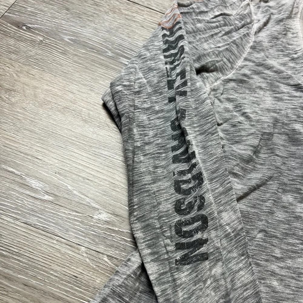 Harley-Davidson Shirt Womens Medium Grey Burnout Long Sleeve V-Neck Sweden Biker